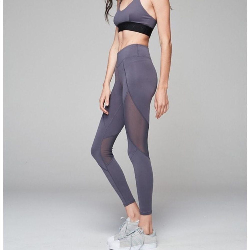 Purple/Grey Varley Leggings with Side Mesh Detail Size S